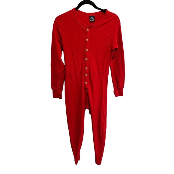 Duofold Underwear & Socks Vtg Duofold Mens Union Suit Red Wool Blend Long Johns Thermal Back